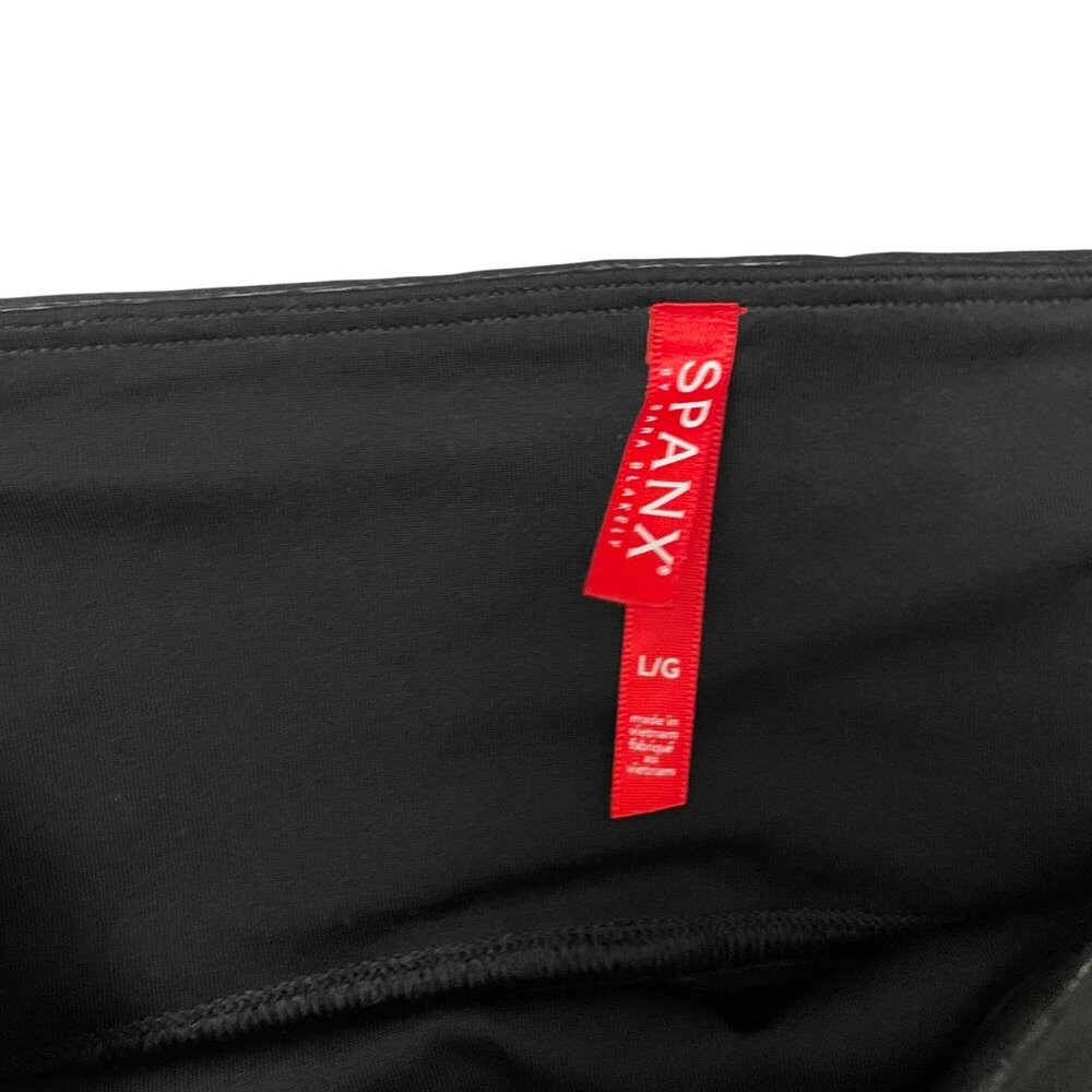 Spanx Quilted Faux Leather Shiny Moto Leggings Women's Size Large Black - Picture 6 of 13